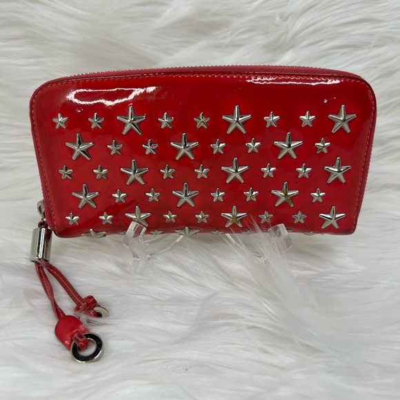 Jimmy Choo Handbags - Pink patent leather Jimmy Choo Star studded long wallet with COA